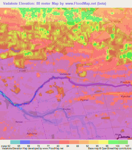 Vadakste,Latvia Elevation Map