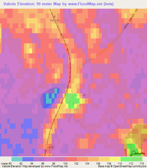 Vabole,Latvia Elevation Map