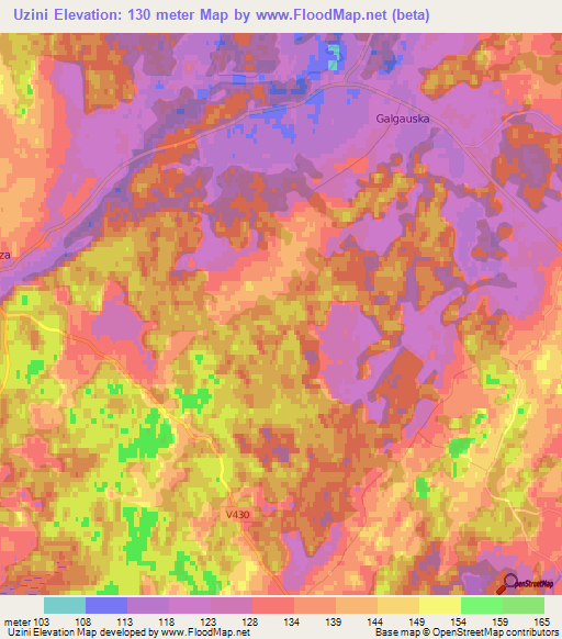 Uzini,Latvia Elevation Map