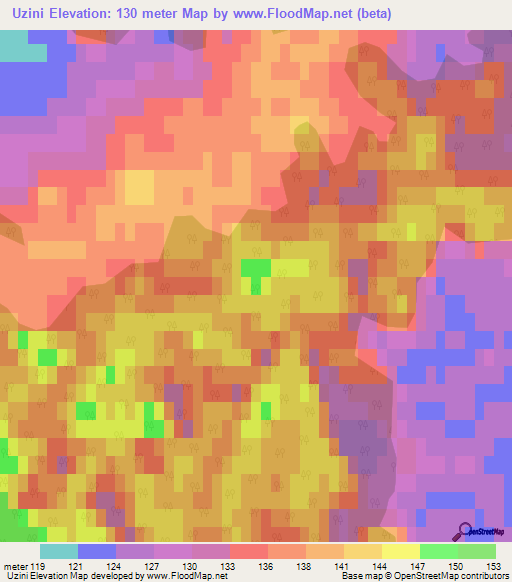 Uzini,Latvia Elevation Map