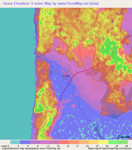 Uzava,Latvia Elevation Map