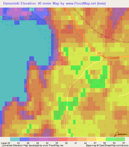 Usmenieki,Latvia Elevation Map