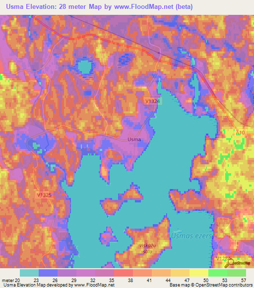 Usma,Latvia Elevation Map