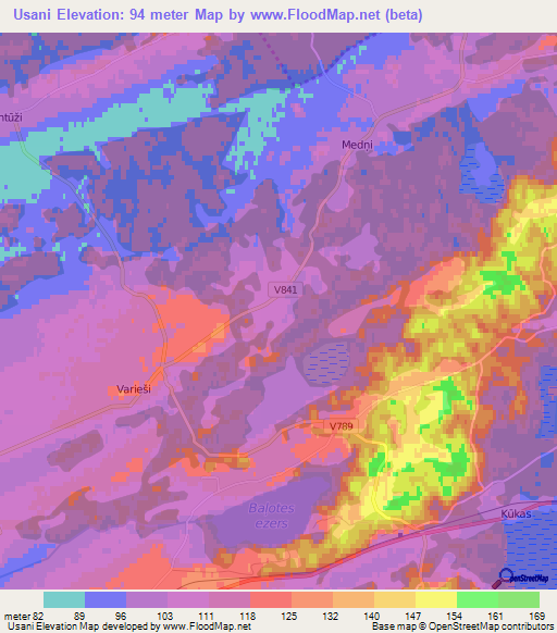 Usani,Latvia Elevation Map