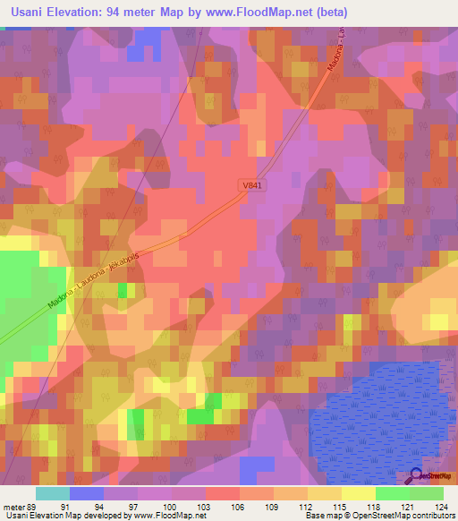 Usani,Latvia Elevation Map