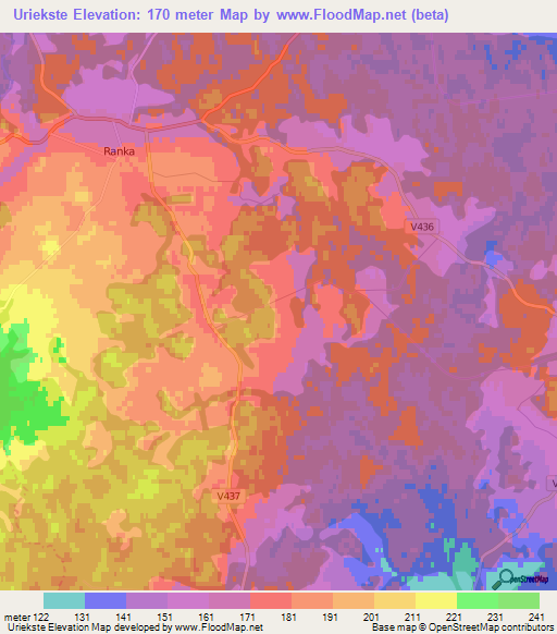 Uriekste,Latvia Elevation Map