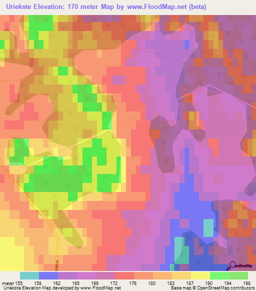 Uriekste,Latvia Elevation Map