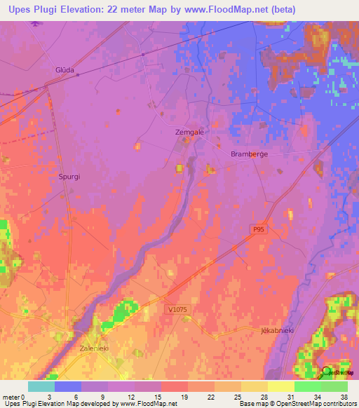 Upes Plugi,Latvia Elevation Map