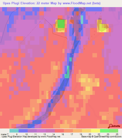 Upes Plugi,Latvia Elevation Map