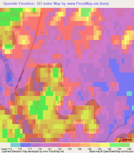 Upenieki,Latvia Elevation Map