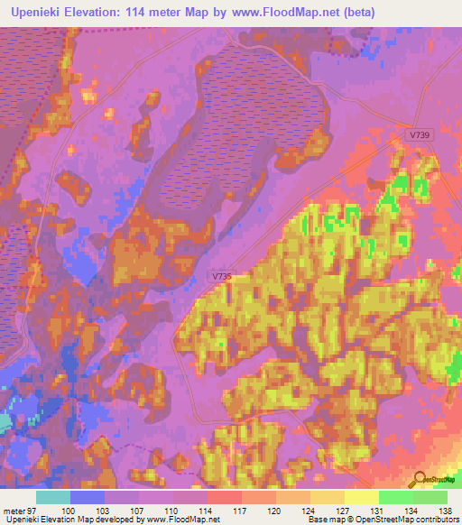 Upenieki,Latvia Elevation Map