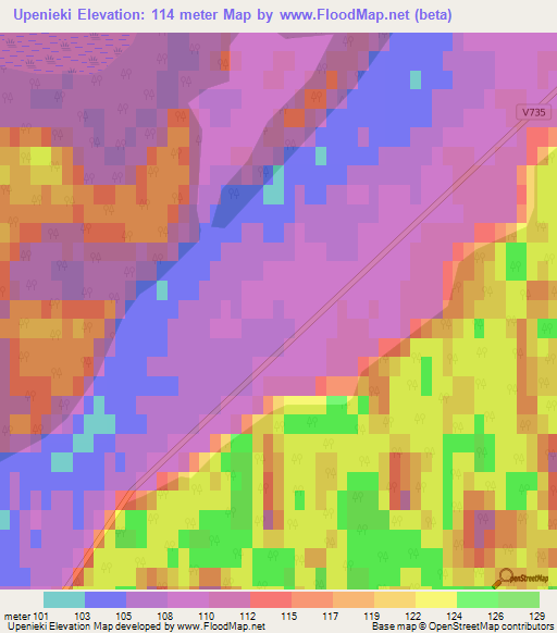 Upenieki,Latvia Elevation Map