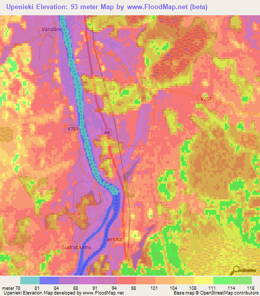 Upenieki,Latvia Elevation Map