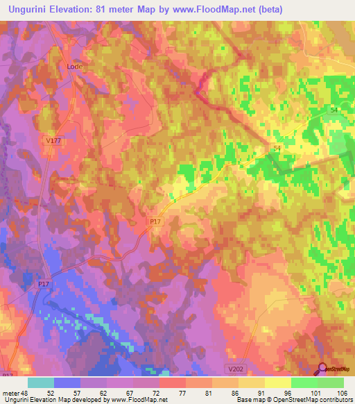 Ungurini,Latvia Elevation Map