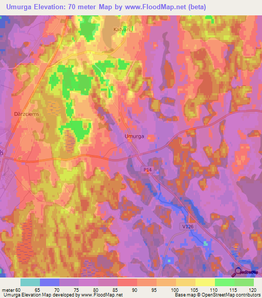 Umurga,Latvia Elevation Map