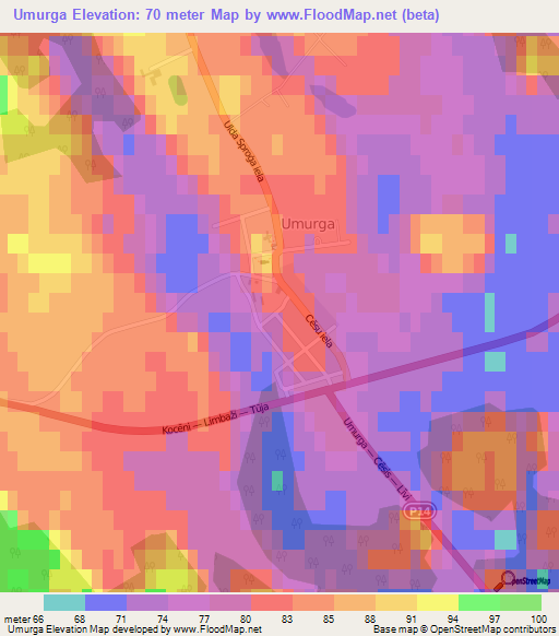 Umurga,Latvia Elevation Map