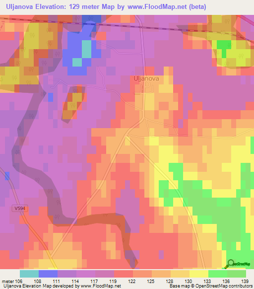 Uljanova,Latvia Elevation Map