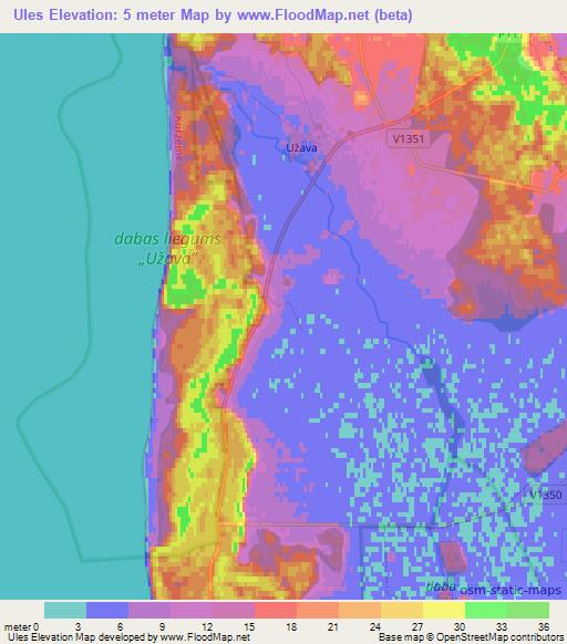 Ules,Latvia Elevation Map