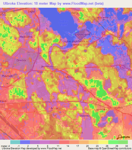 Ulbroka,Latvia Elevation Map