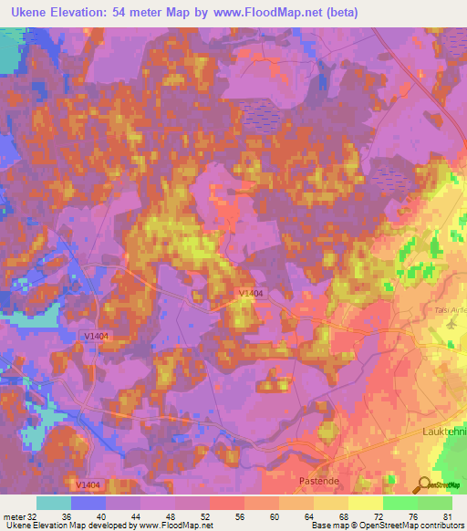 Ukene,Latvia Elevation Map