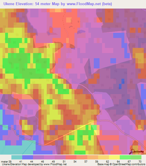 Ukene,Latvia Elevation Map