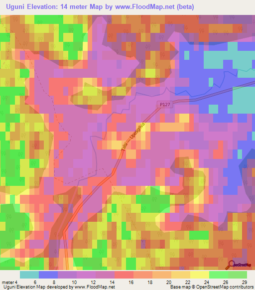 Uguni,Latvia Elevation Map