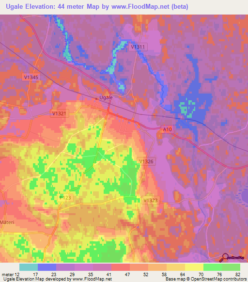 Ugale,Latvia Elevation Map