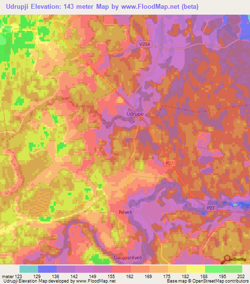 Udrupji,Latvia Elevation Map