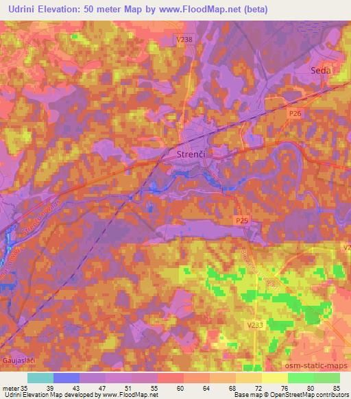 Udrini,Latvia Elevation Map