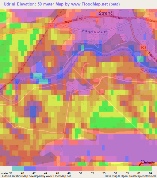 Udrini,Latvia Elevation Map