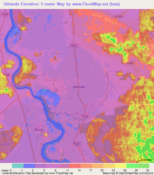 Udrande,Latvia Elevation Map