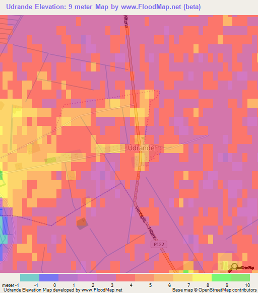 Udrande,Latvia Elevation Map