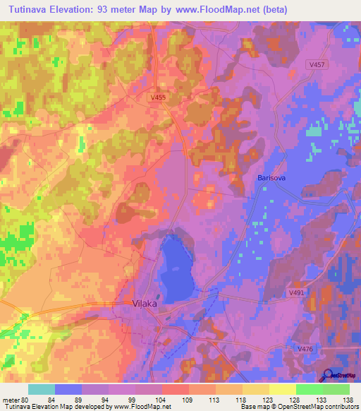 Tutinava,Latvia Elevation Map