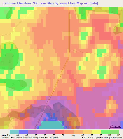 Tutinava,Latvia Elevation Map