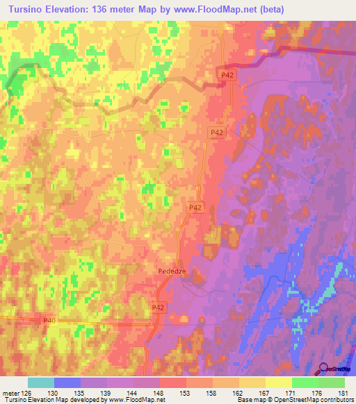 Tursino,Latvia Elevation Map