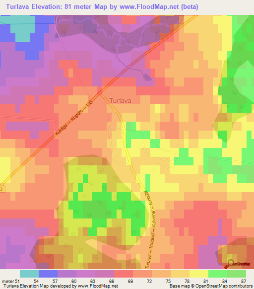 Turlava,Latvia Elevation Map