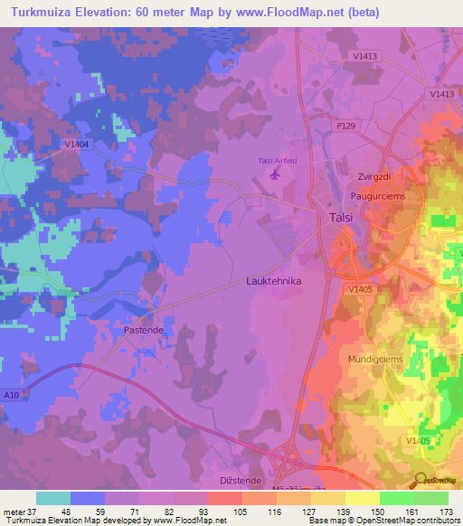 Turkmuiza,Latvia Elevation Map
