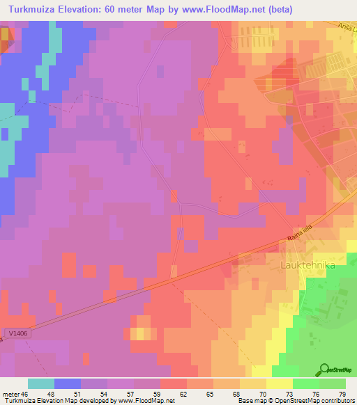 Turkmuiza,Latvia Elevation Map