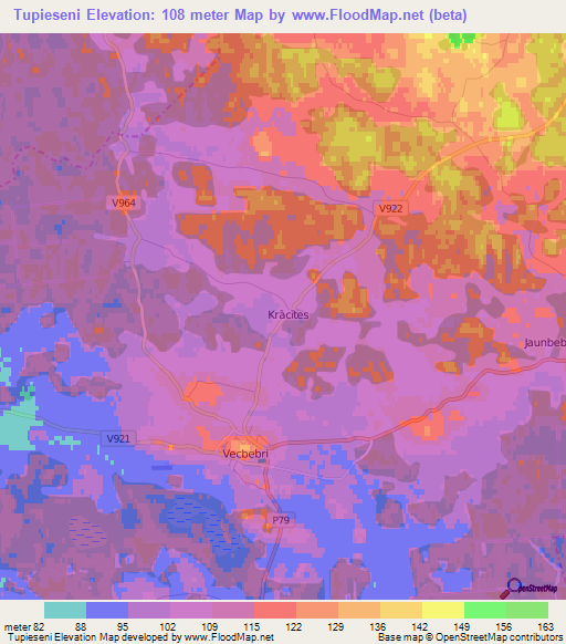 Tupieseni,Latvia Elevation Map