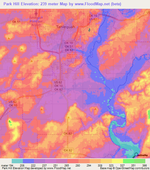 Park Hill,US Elevation Map