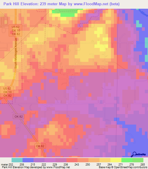 Park Hill,US Elevation Map