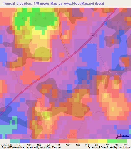 Tumuzi,Latvia Elevation Map