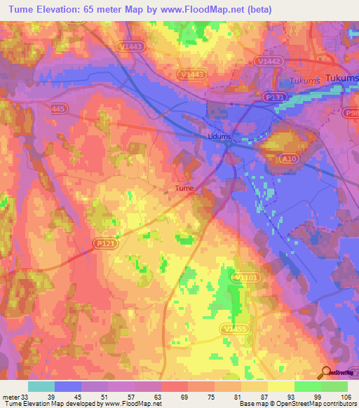 Tume,Latvia Elevation Map