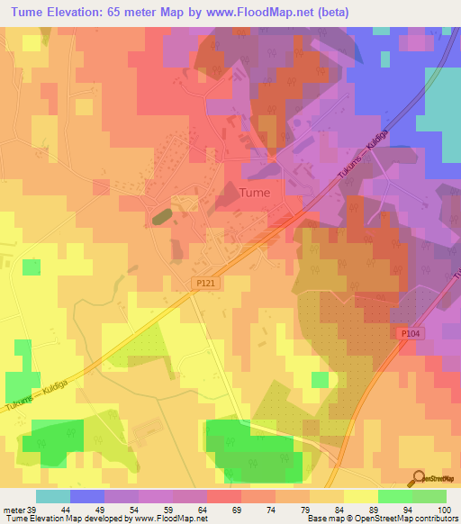 Tume,Latvia Elevation Map