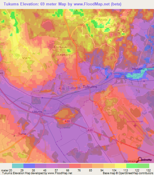 Tukums,Latvia Elevation Map