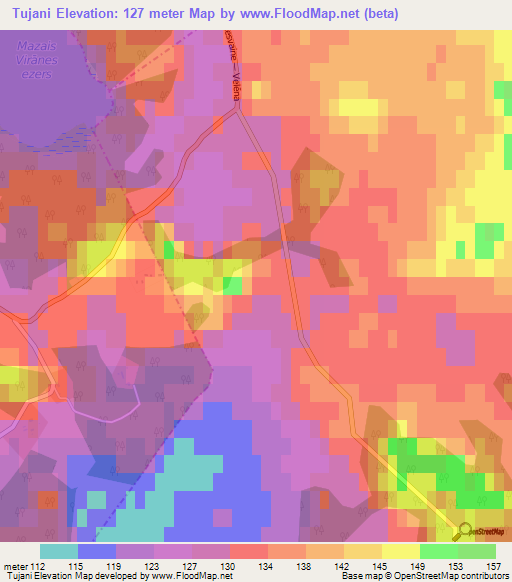 Tujani,Latvia Elevation Map