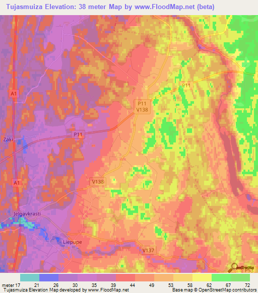 Tujasmuiza,Latvia Elevation Map