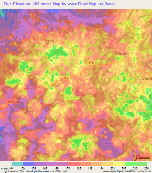 Tuja,Latvia Elevation Map