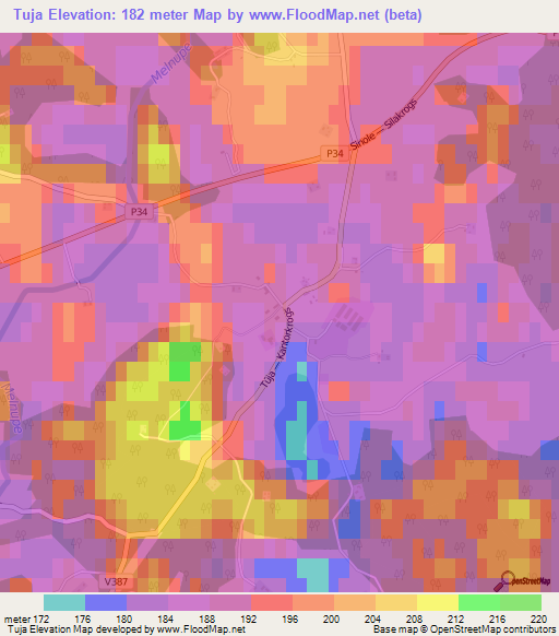 Tuja,Latvia Elevation Map