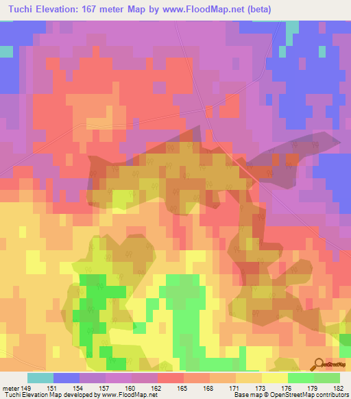 Tuchi,Latvia Elevation Map